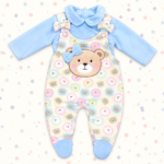 Baby Blue Teddy Bear Dungaree Set